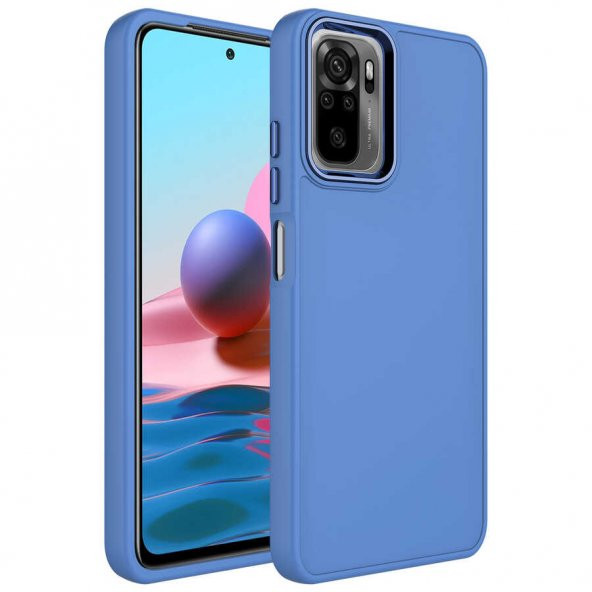 Xiaomi Redmi Note 10 Kılıf Metal Çerçeve ve Buton Tasarımlı Silikon Zore Luna Kapak - 8