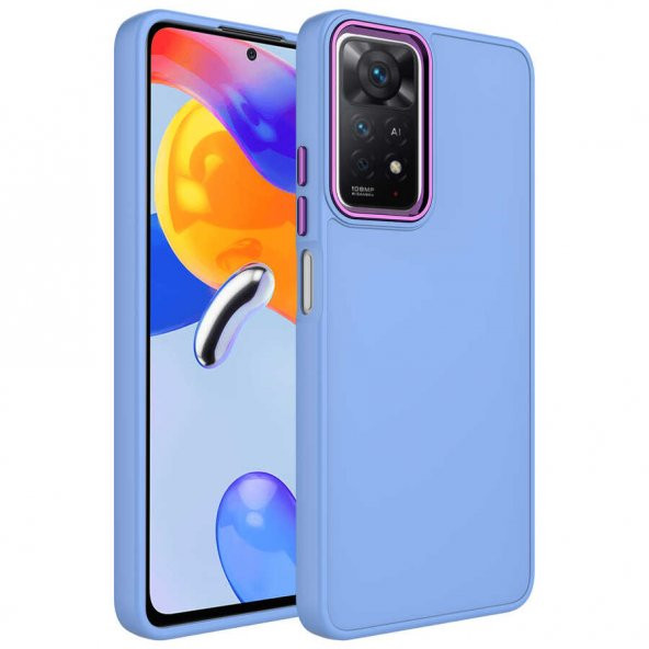 Xiaomi Redmi Note 11 Pro 5G Kılıf Metal Çerçeve ve Buton Tasarımlı Silikon Zore Luna Kapak - 5