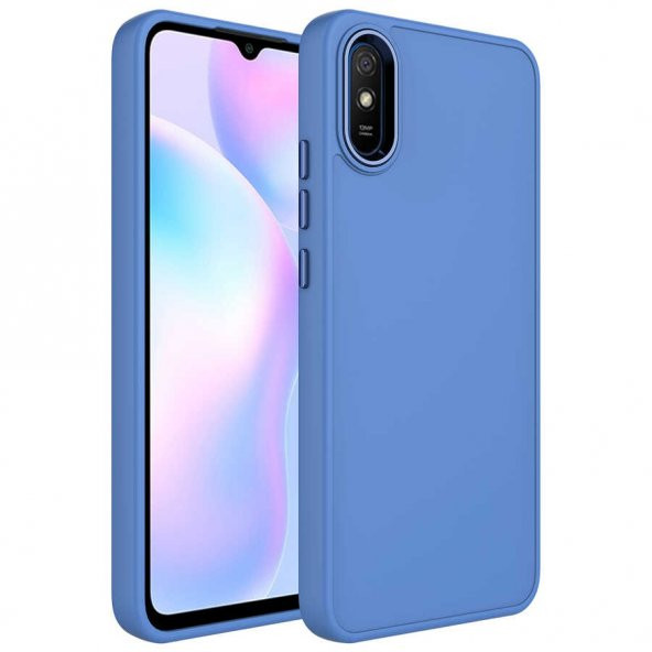 Xiaomi Redmi 9A Kılıf Metal Çerçeve ve Buton Tasarımlı Silikon Zore Luna Kapak - 8
