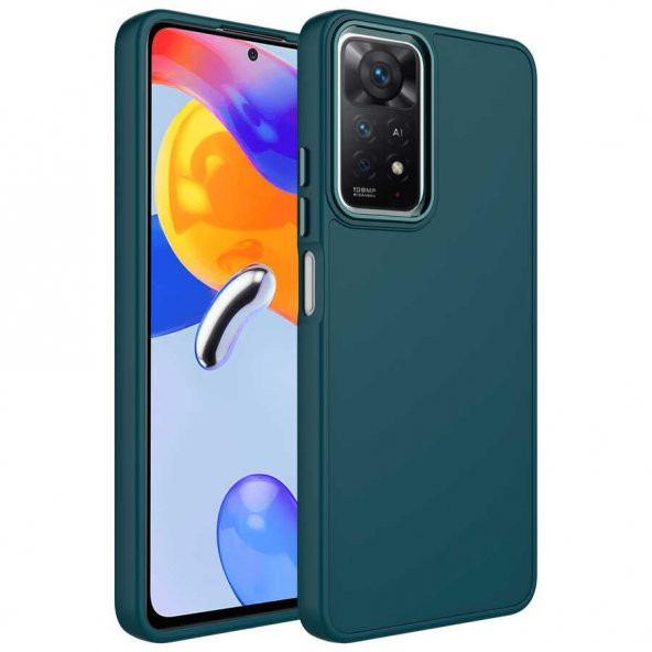 Xiaomi Redmi Note 11 Pro 5G Kılıf Metal Çerçeve ve Buton Tasarımlı Silikon Zore Luna Kapak - 7