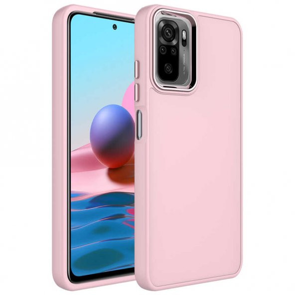 Xiaomi Redmi Note 10S Kılıf Metal Çerçeve ve Buton Tasarımlı Silikon Zore Luna Kapak - 10