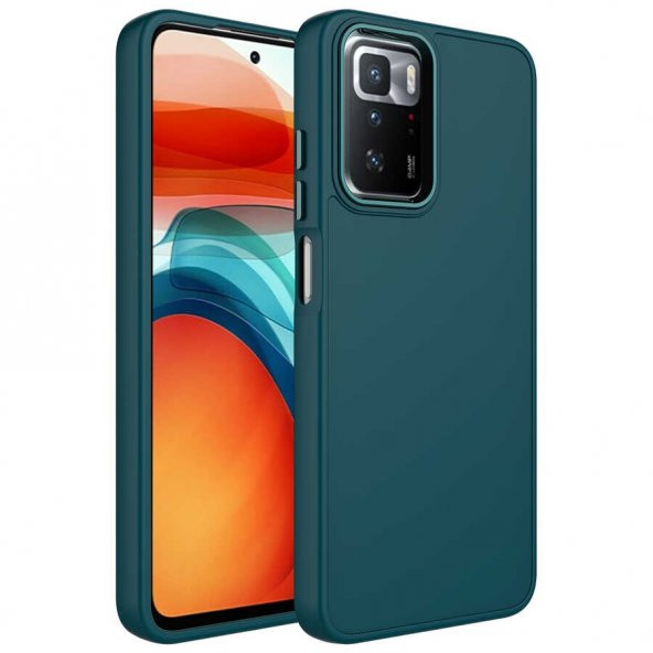 Xiaomi Redmi 10 Kılıf Metal Çerçeve ve Buton Tasarımlı Silikon Zore Luna Kapak - 7