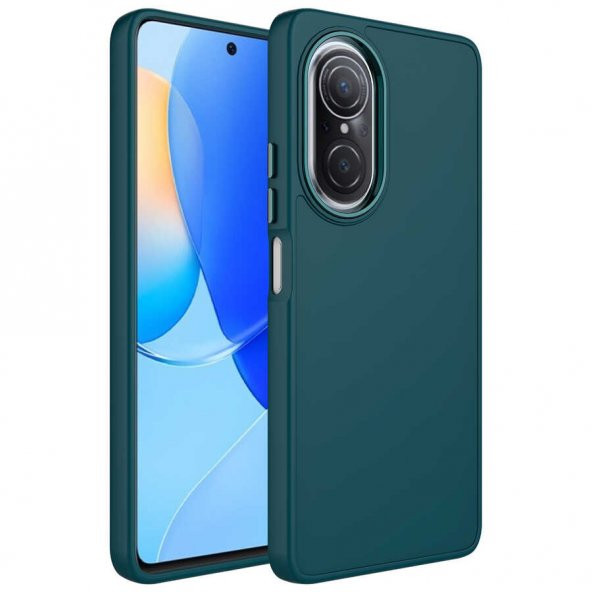 Huawei Nova 9 SE Kılıf Metal Çerçeve ve Buton Tasarımlı Silikon Zore Luna Kapak - 7