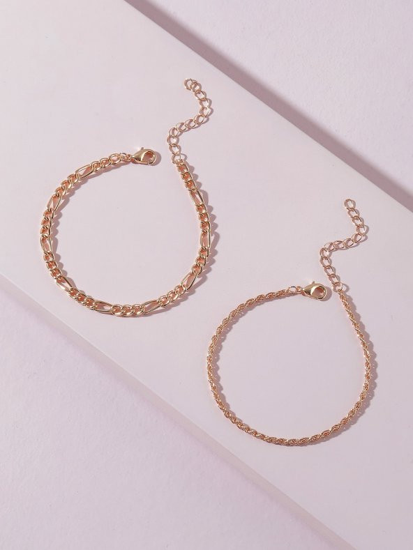Altın Renk Unisex Şavin Ve Burgu Kombin Bileklik -  2122 - 2