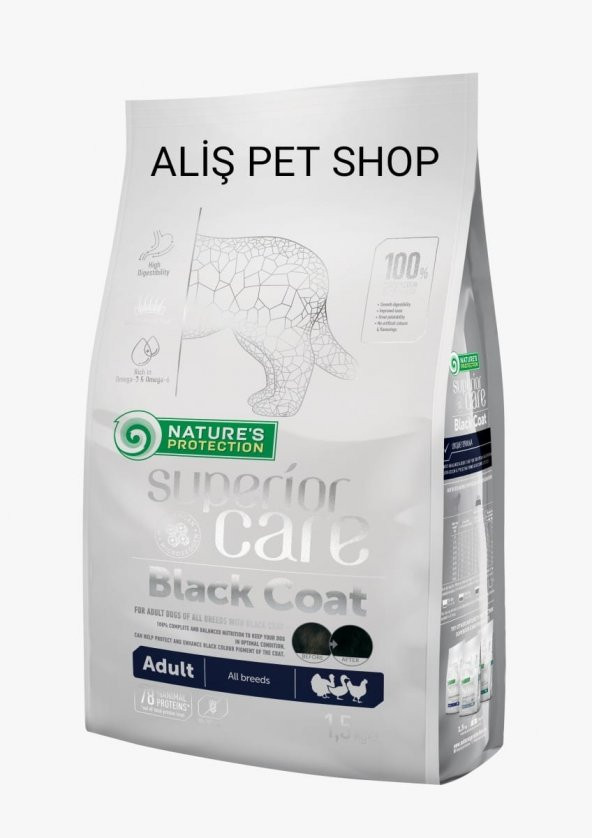 Natures Protection Atures Superıor Black Coat Yetişkin Siyah Köpekler 1,5 Kg