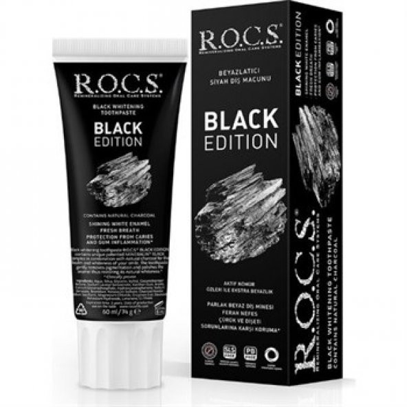 Rocs Black Edition Kömürle Beyazlatıcı Diş Macunu 74 Gr