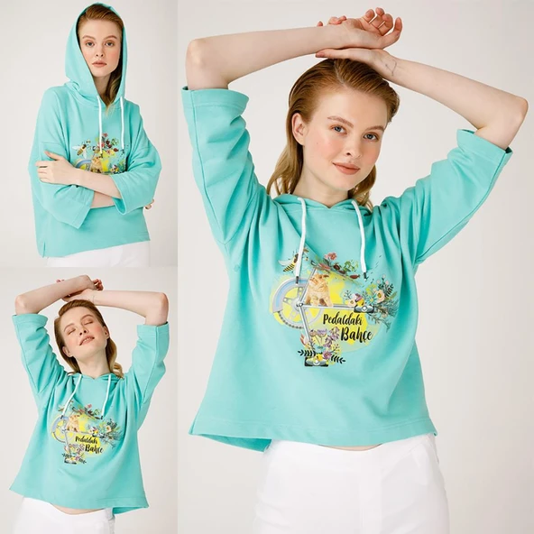 Biggdesign Nature Pedaldaki Bahçe Kadın Sweatshirt - 6