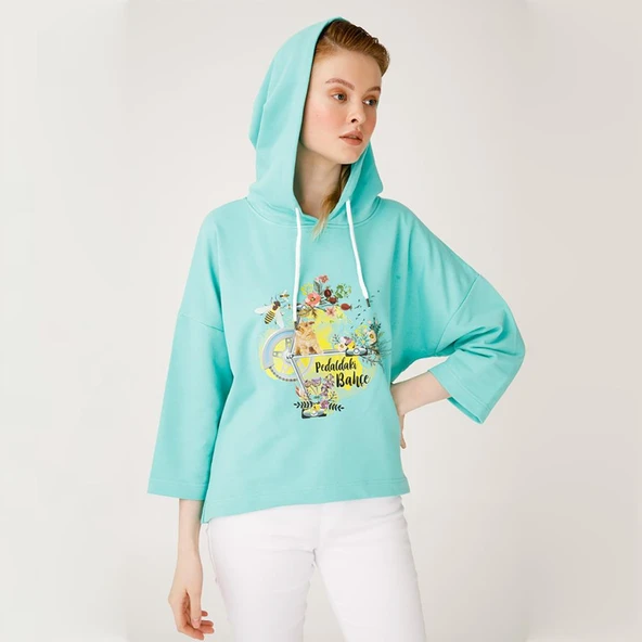 Biggdesign Nature Pedaldaki Bahçe Kadın Sweatshirt - 5