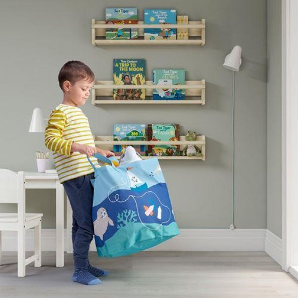 Saklama Çantası,Çocuk Odası Mavi Renk-Deniz Temalı MeridyenDukkan Düzenleme Sepeti Oyuncak Torbası IKEA 42 Cm - 7