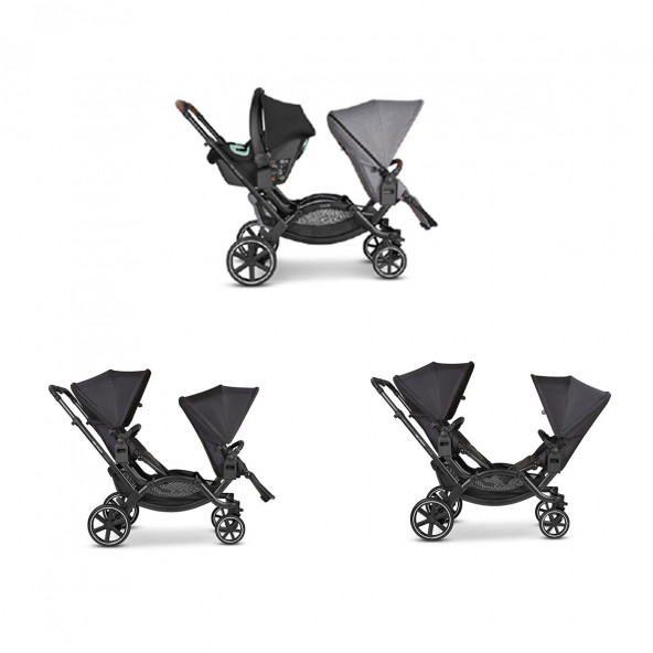 ABC Design Zoom Ink Travel Sistem İkiz Bebek Arabası Black - Resim 12