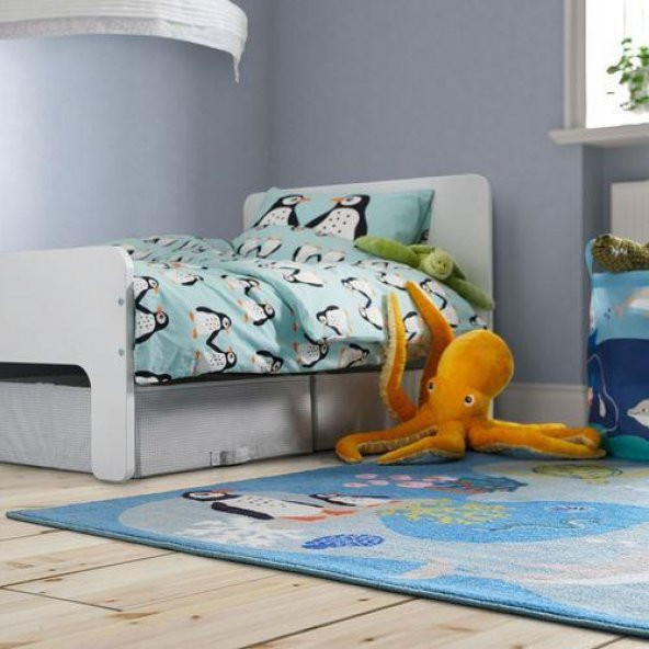Çocuk Odası Halısı MeridyenDukkan Çok Renkli 133x133 cm IKEA Denizaltı Hayvanları Temalı - 2