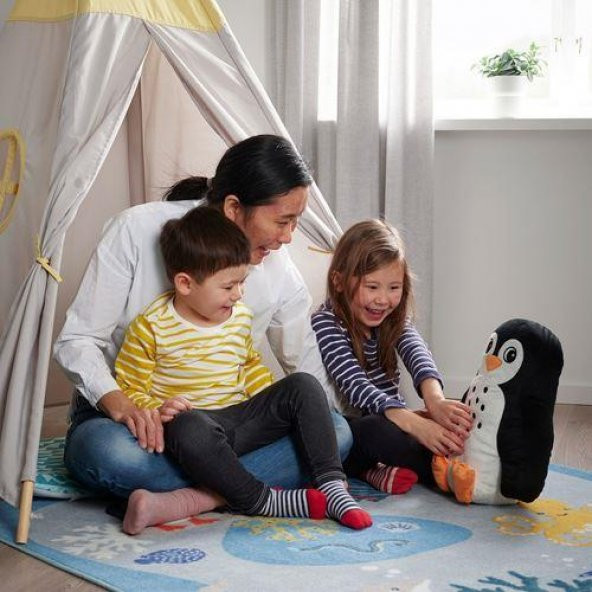 Çocuk Odası Halısı MeridyenDukkan Çok Renkli 133x133 cm IKEA Denizaltı Hayvanları Temalı - 7