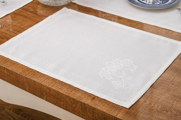 Finezza Lola Jakar Polyester Kumaş Krem Amerikan Servis 33,5x46 cm Krem 4Ad-1380 - 5