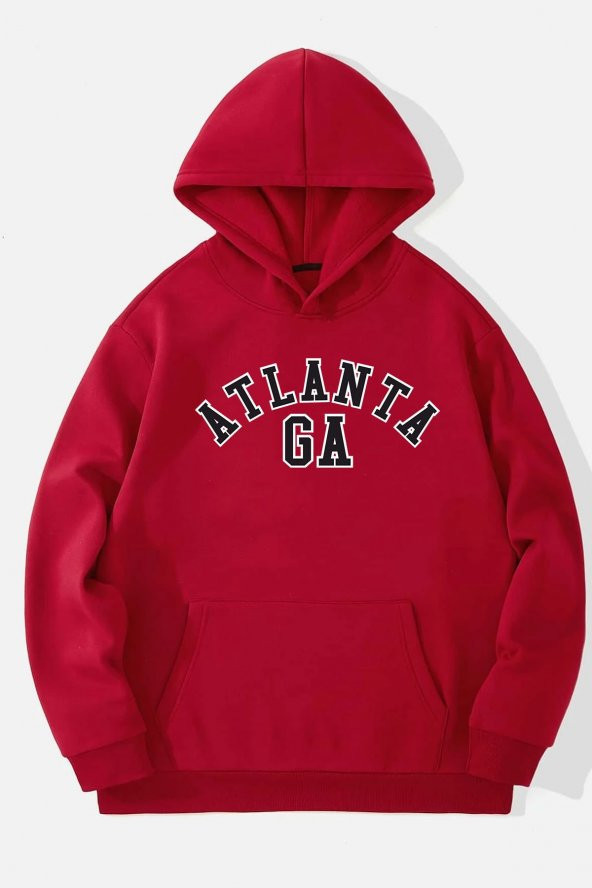 Unisex Atlanta Baskılı Kapüşonlu Sweatshirt