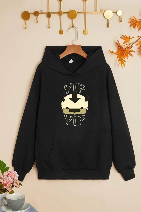 Unisex Avatar Appa Baskılı Kapüşonlu Sweatshirt