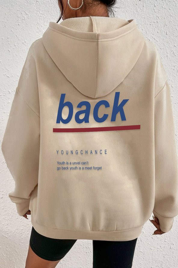 Unisex Back Sırt Baskılı Kapüşonlu Sweatshirt