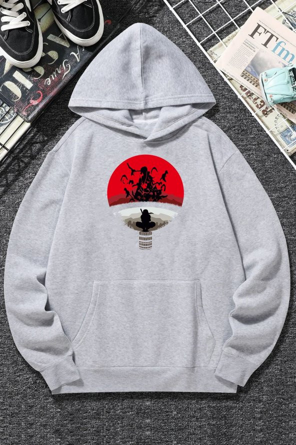 Unisex Itachi Uchiha Baskılı  Kapüşonlu Sweatshirt