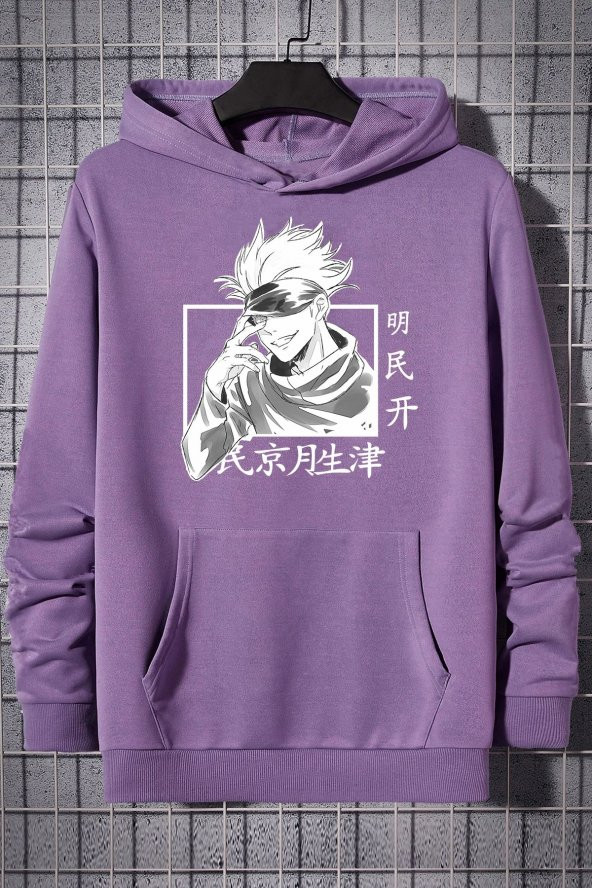 Unisex Jujutsu Kaisen Baskılı  Kapüşonlu Sweatshirt