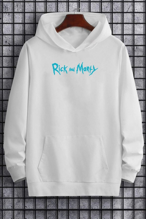 Unisex Rick and Morty Baskılı  Kapüşonlu Sweatshirt - 3