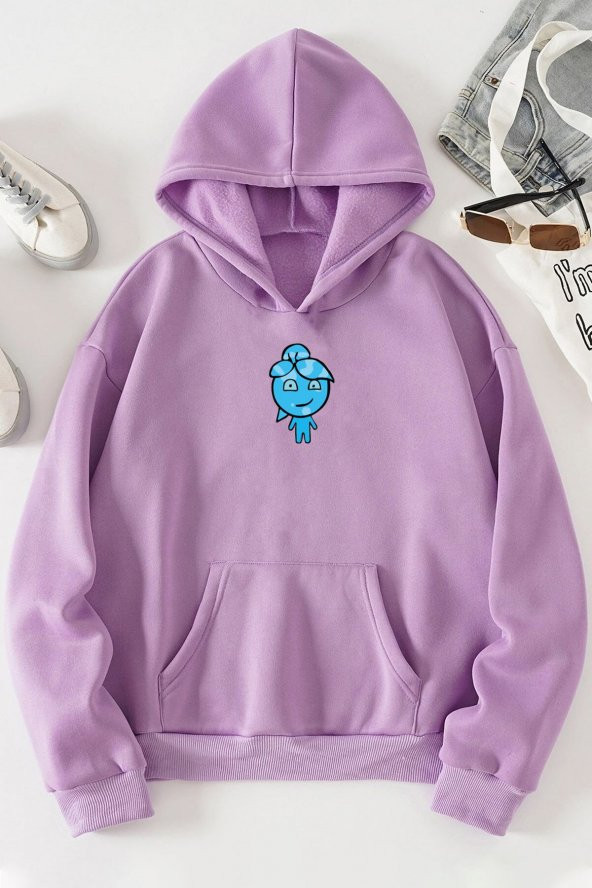 Unisex Su Avatar Baskılı  Kapüşonlu Sweatshirt