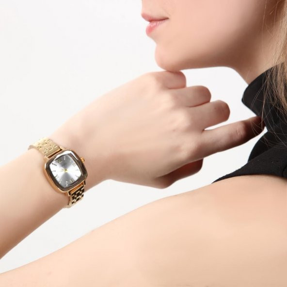 Elanor Roma Rakam Gümüş Kadran Gold Kordon Kadın Kol Saati - 5