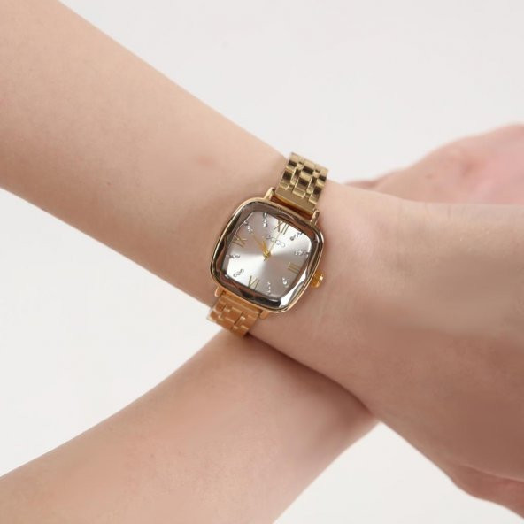 Elanor Roma Rakam Gümüş Kadran Gold Kordon Kadın Kol Saati - 6