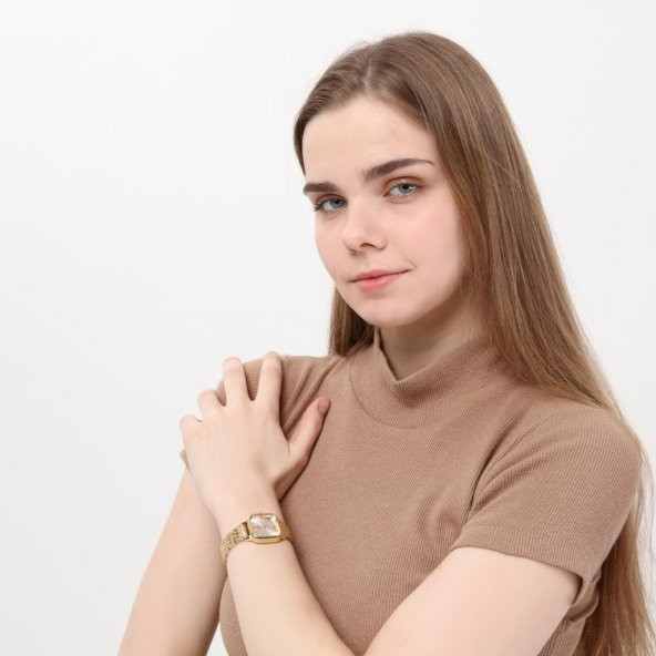 Melian Gümüş Kadran Gold Kordon Kadın Kol Saati - 5