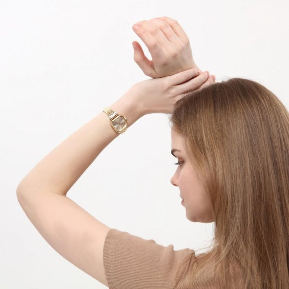 Melian Gümüş Kadran Gold Kordon Kadın Kol Saati - 7