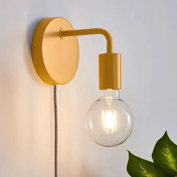 Rsylight Retro Metal Sarı Rustik Kabllolu Anahtarlı Dekoratif Duvar Aplik