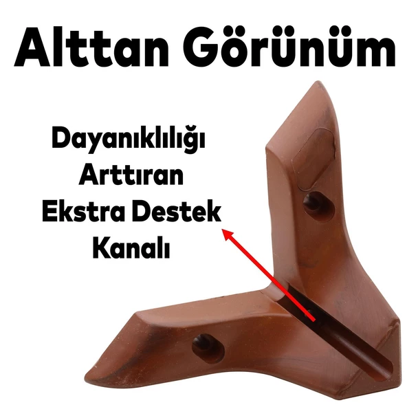 Altay Lüks Mobilya Kanepe Sehpa Puf Koltuk Ayağı 8 Cm Ahşap Desenli Kahverengi Baza Ayakları - 4