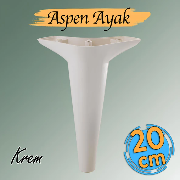 Aspen Lüks Mobilya Kanepe Koltuk Tv Ünitesi Konsol Yükseltici Ayağı Ayakları 20 Cm Krem Ayak