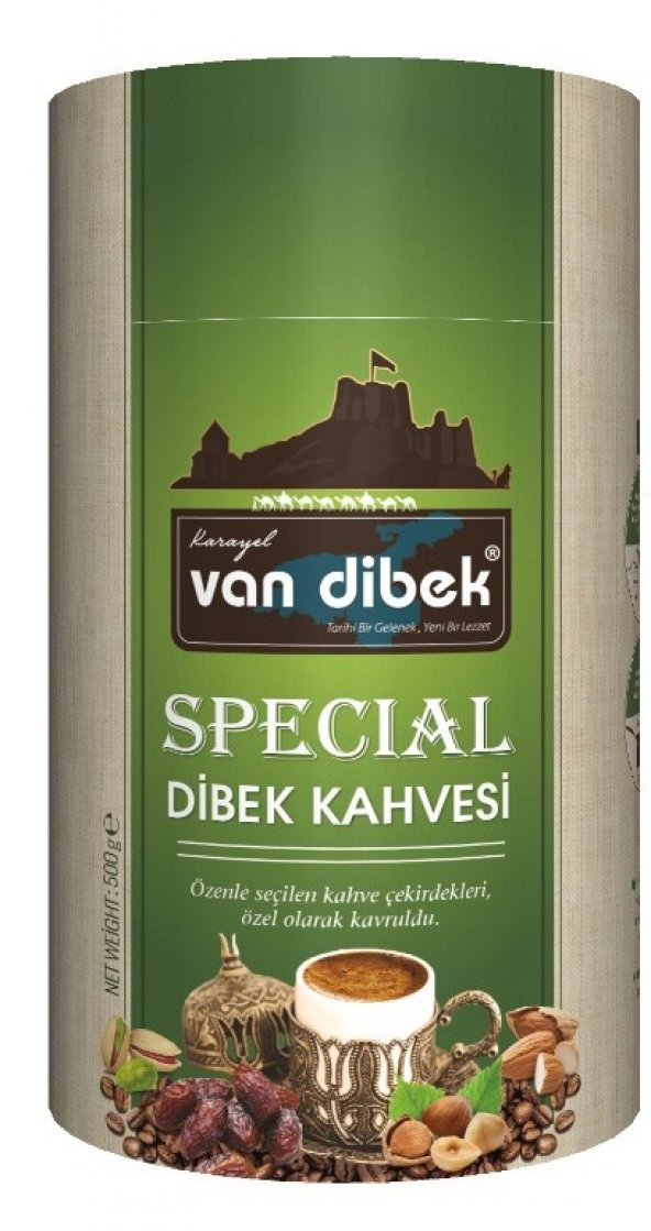 VAN DİBEK SPECİAL KAHVE 250 gr ( FISTIK, FINDIK, BADEM VE HURMALI) 250 GR SİLİNDİR KUTU