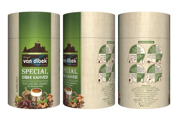 VAN DİBEK SPECİAL KAHVE 250 gr ( FISTIK, FINDIK, BADEM VE HURMALI) 250 GR SİLİNDİR KUTU - 2