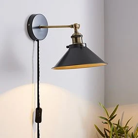 Rsylight Retro Metal Rustik Dekoratif Mafsallı Kablolu Anahtarlı Duvar Aplik Çap:22