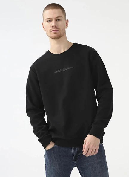 Columbia CSC M BAR SPLIT CREW SWEATSHIRT Bisiklet Yaka Erkek Sweatshirt Siyah CS0274 - Resim 3
