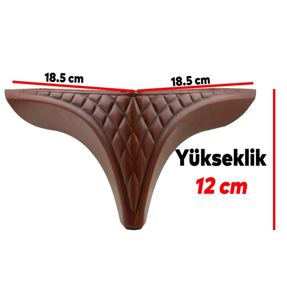 Petek Lüks Mobilya Kanepe Sehpa Puf Koltuk Ayağı 12 Cm Kahverengi Ahşap Desenli Baza Ayakları - Resim 6