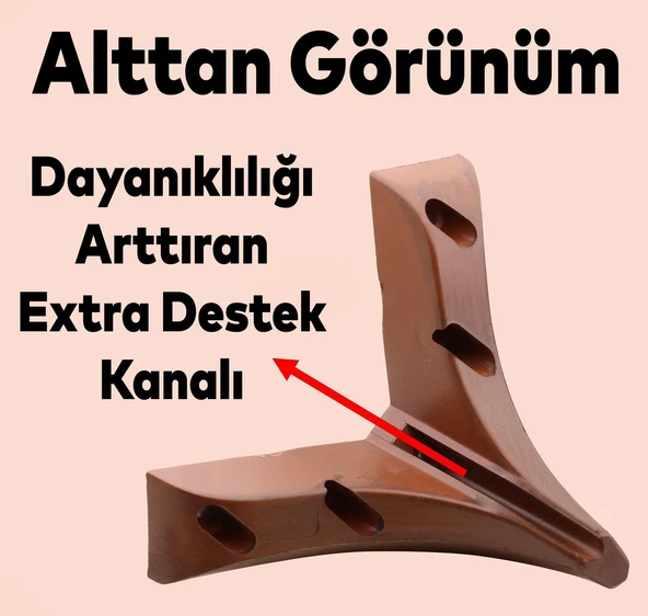 Petek Lüks Mobilya Kanepe Sehpa Puf Koltuk Ayağı 12 Cm Kahverengi Ahşap Desenli Baza Ayakları - Resim 2