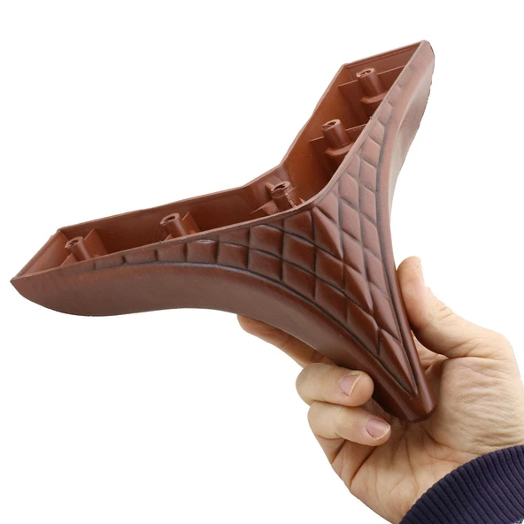 Petek Lüks Mobilya Kanepe Sehpa Puf Koltuk Ayağı 12 Cm Kahverengi Ahşap Desenli Baza Ayakları - Resim 4