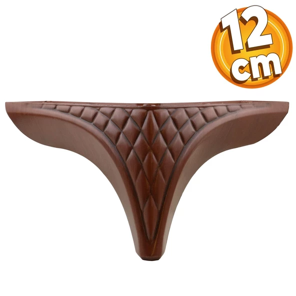 Petek Lüks Mobilya Kanepe Sehpa Puf Koltuk Ayağı 12 Cm Kahverengi Ahşap Desenli Baza Ayakları ürün görseli