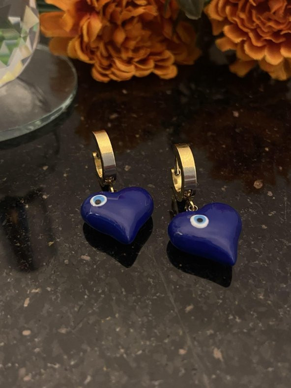 Aksesuar Çarşısı Lacivert Kalp Murano Küpe ürün görseli