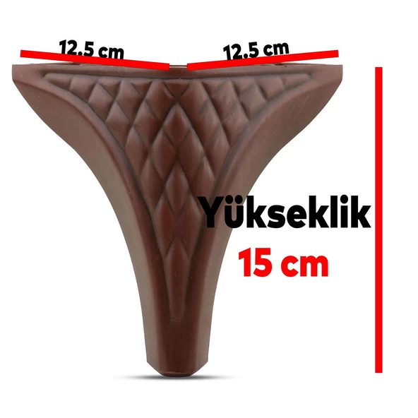 Petek Lüks Mobilya Kanepe Sehpa Puf Koltuk Ayağı 15 Cm Kahverengi Ahşap Desenli Baza Ayakları - 4