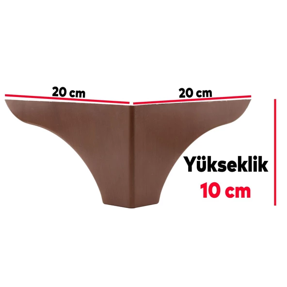 Rose Lüks Mobilya Kanepe Sehpa Puf Koltuk Ayağı 10 Cm Kahverengi Ahşap Desenli Baza Ayakları - 6