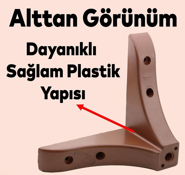 Rose Lüks Mobilya Kanepe Sehpa Puf Koltuk Ayağı 10 Cm Kahverengi Ahşap Desenli Baza Ayakları - 5