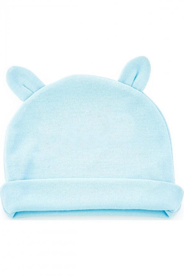 Yenidoğan Bebe Şapka Kulaklı 585 Mavi