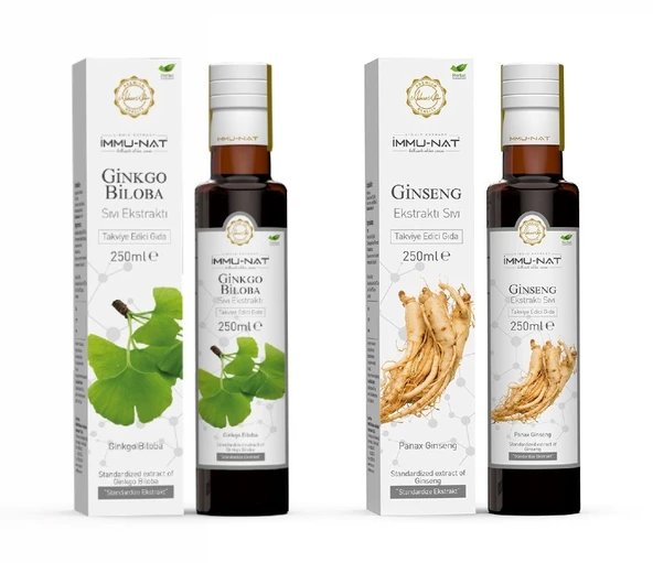İmmunat Ginseng Ekstraktı 250 Ml + İmmunat Ginkgo Biloba Ekstraktı 250 Ml