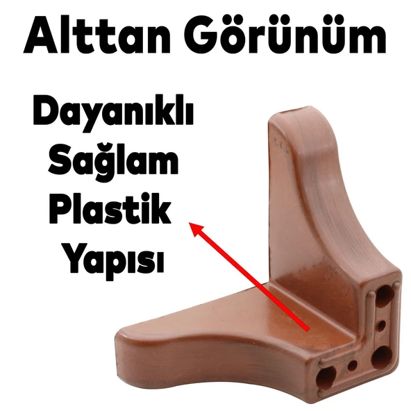 Rose Lüks Mobilya Kanepe Sehpa Puf Koltuk Ayağı 7.5 Cm Kahverengi Ahşap Desenli Baza Ayakları - Resim 5