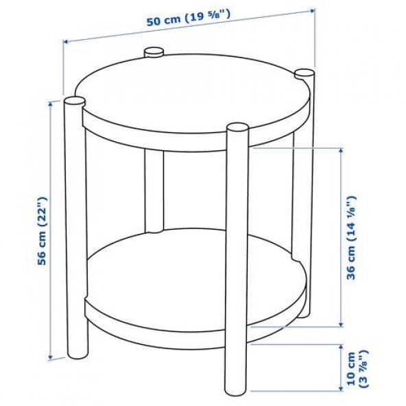 2 Katlı Yan Sehpa Düzenli MeridyenDukkan-Havadar Tasarım IKEA 50 Cm Meşe Kaplama - 2