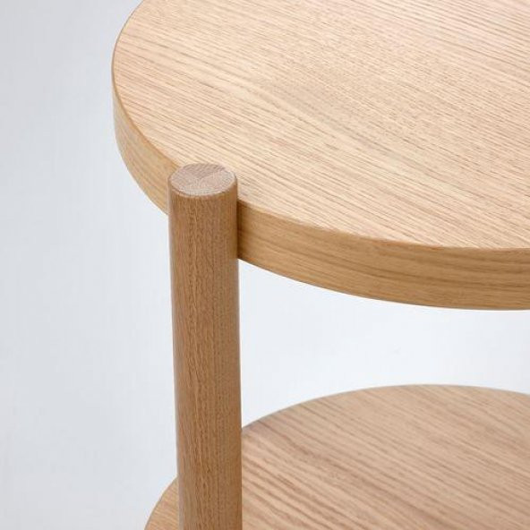 2 Katlı Yan Sehpa Düzenli MeridyenDukkan-Havadar Tasarım IKEA 50 Cm Meşe Kaplama - 3