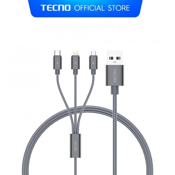 Tecno Xiaomi Poco X3 3in1 Lightning, Type-C, Micro Çıkışlı Örgülü Hızlı Data ve Şarj Kablosu - 2