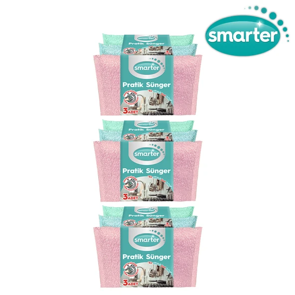 SMARTER PRATİK SÜNGER 9 ADET HEM SÜNGER HEM BEZ - 2